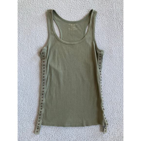 Vintage Tank Top Large Studded Round Neck Racerback Jersey Green Grunge Fairy - Picture 1 of 12